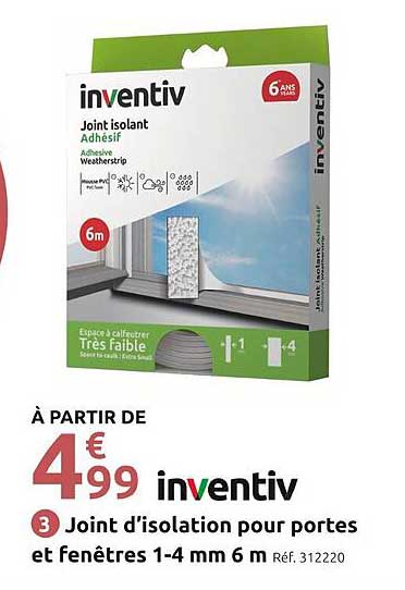 Joint d’isolation pour portes et fenêtres 1-4 mm 6 m Réf. 312220