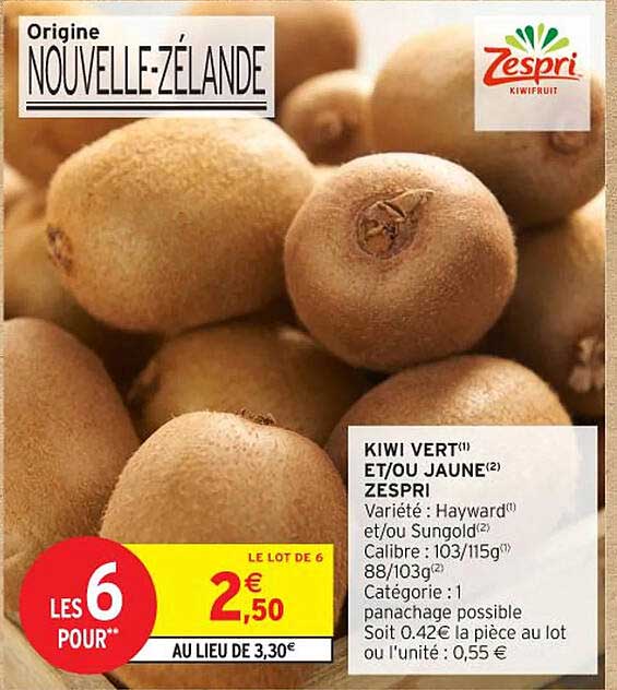 KIWI VERT ET/OU JAUNE ZESPRI