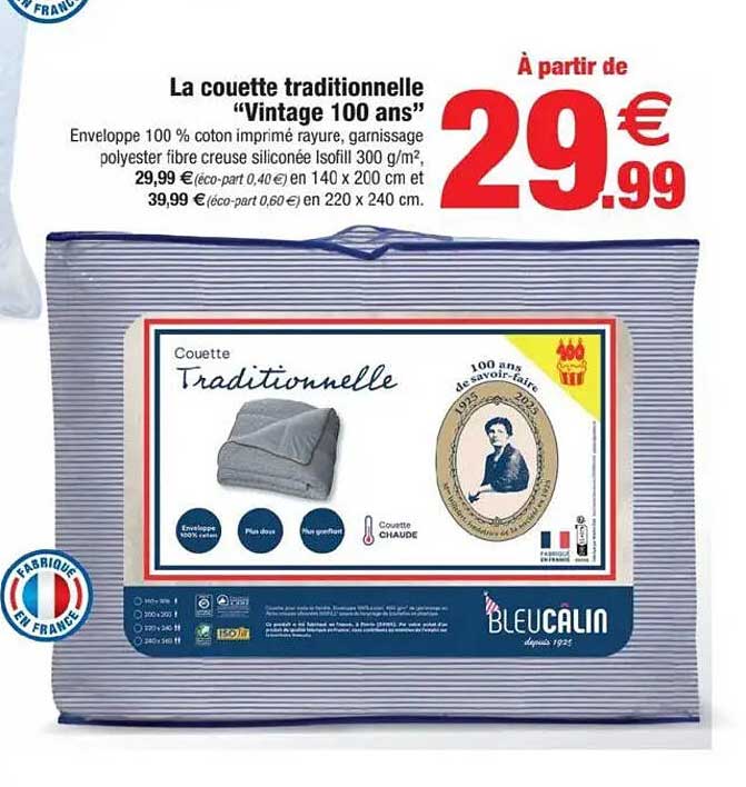 La couette traditionnelle "Vintage 100 ans"