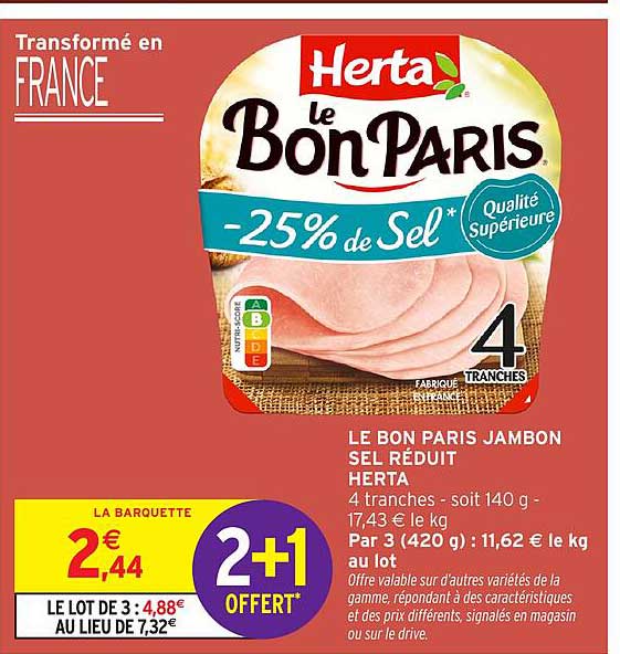 LE BON PARIS JAMBON SEL RÉDUIT HERTA