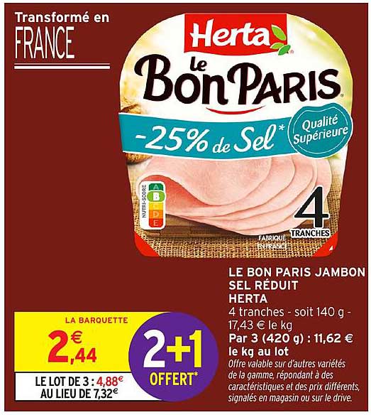 LE BON PARIS JAMBON SEL RÉDUIT HERTA