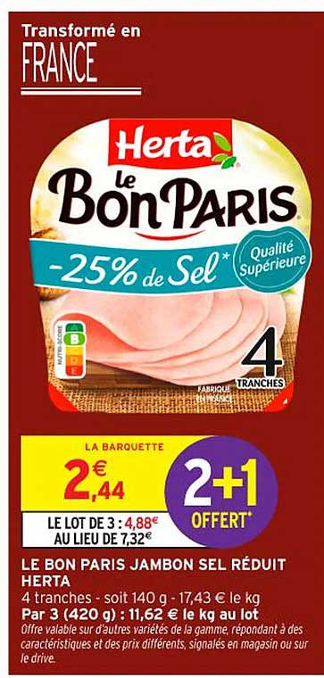 LE BON PARIS JAMBON SEL RÉDUIT HERTA