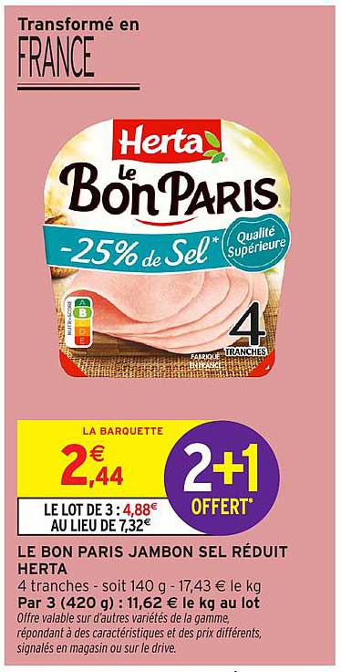 LE BON PARIS JAMBON SEL RÉDUIT HERTA