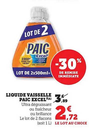 LIQUIDE VAISSELLE PAIC EXCEL