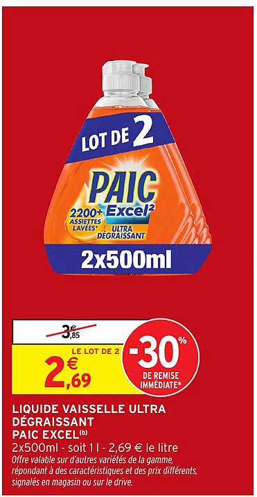 LIQUIDE VAISSELLE ULTRA DÉGRAISSANT PAIC EXCEL