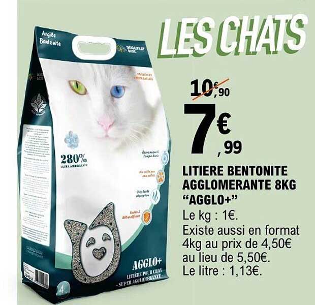 LITIERE BENTONITE AGGLOMERANTE 8KG "AGGLO+"