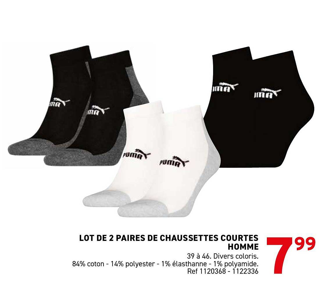LOT DE 2 PAIRES DE CHAUSSETTES COURTES HOMME