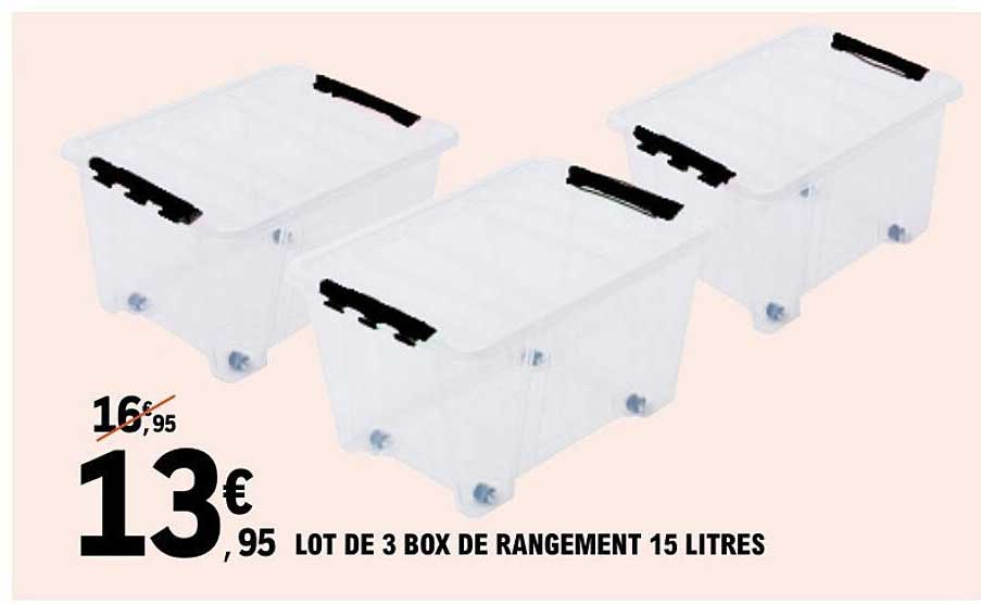 LOT DE 3 BOX DE RANGEMENT 15 LITRES