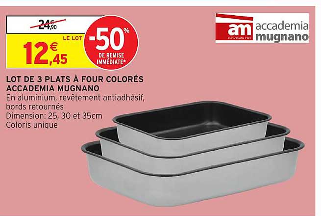LOT DE 3 PLATS À FOUR COLORÉS ACCADEMIA MUGNANO