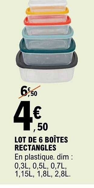 LOT DE 6 BOÎTES RECTANGLES