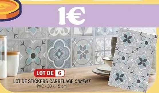 LOT DE 6 STICKERS CARRELAGE CIMENT