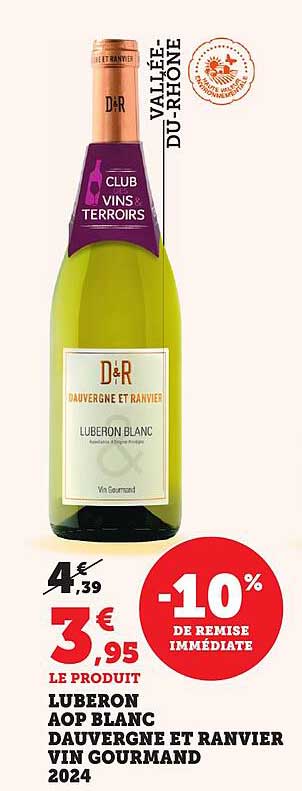 LUBERON AOP BLANC DAUVERGNE ET RANVIER VIN GOURMAND