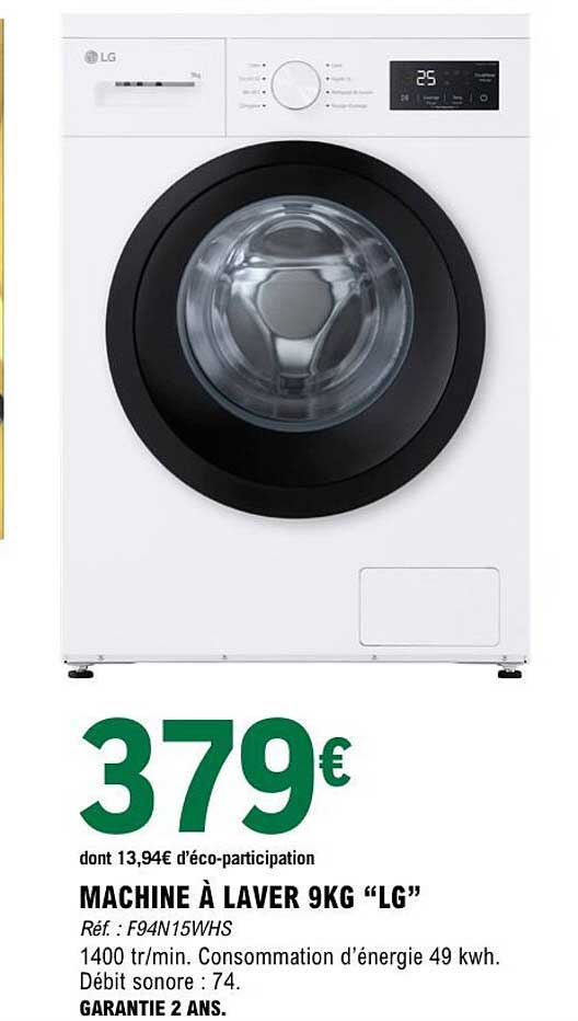MACHINE À LAVER 9KG “LG”