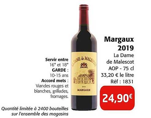 Margaux 2019 La Dame de Malescot AOP - 75 cl