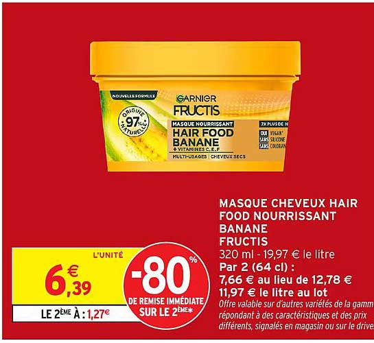 MASQUE CHEVEUX HAIR FOOD NOURRISSANT BANANE FRUCTIS