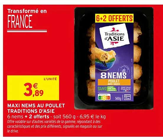 MAXI NEMS AU POULET TRADITIONS D'ASIE