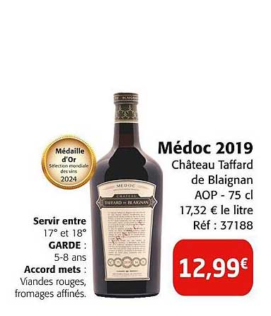 Médoc 2019 Château Taffard de Blaignan AOP - 75 cl