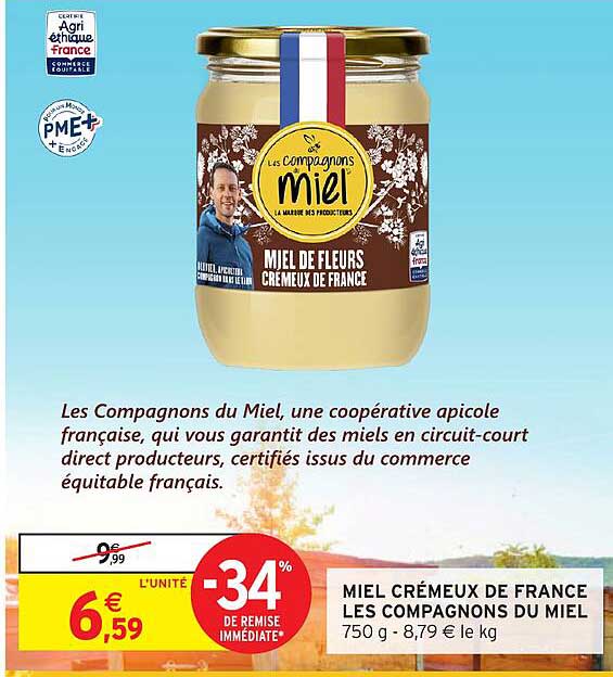 MIEL CRÉMEUX DE FRANCE LES COMPAGNONS DU MIEL