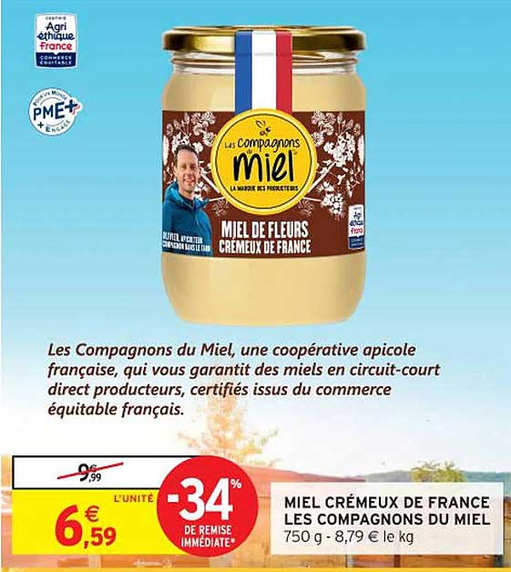 MIEL CRÉMEUX DE FRANCE LES COMPAGNONS DU MIEL