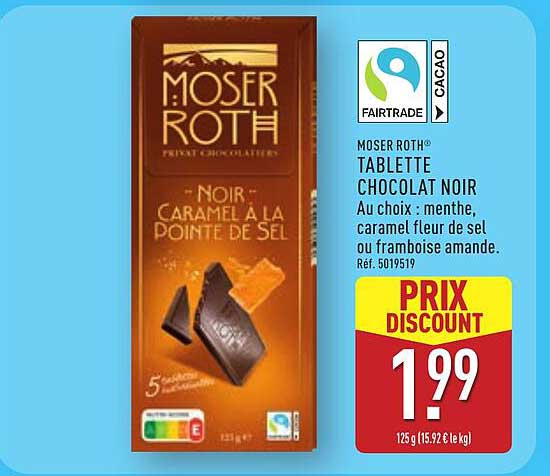 MOSER ROTH® TABLETTE CHOCOLAT NOIR