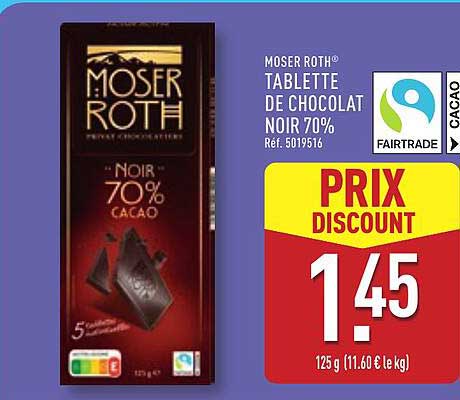 MOSER ROTH® TABLETTE DE CHOCOLAT NOIR 70%