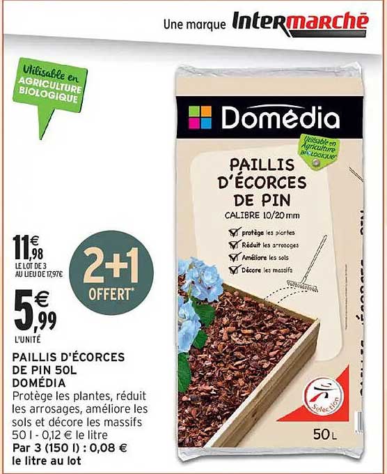 PAILLIS D'ÉCORCES DE PIN 50L DOMÉDIA