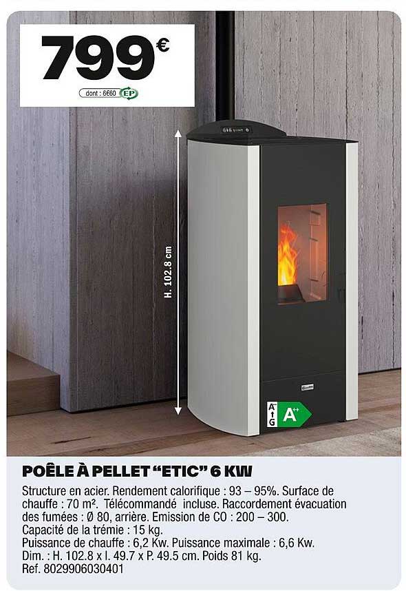 POÊLE À PELLET “ETIC” 6 KW