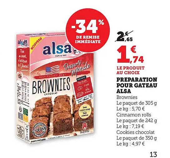Préparation pour gâteau ALSA - Brownies