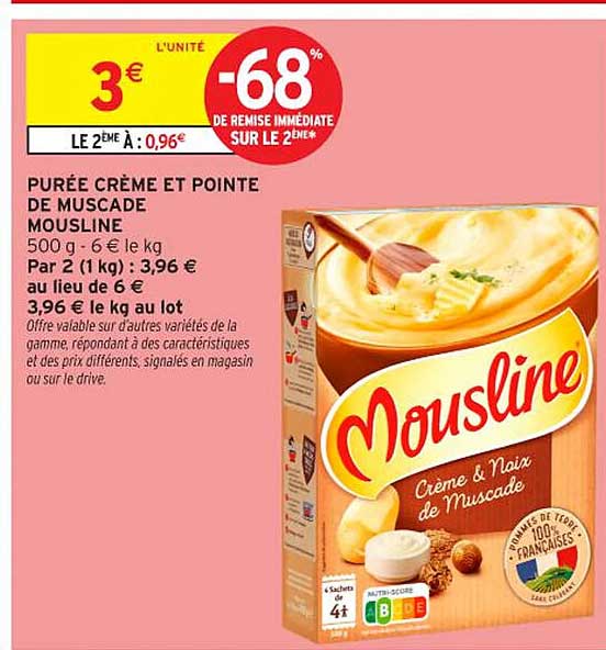 PURÉE CRÈME ET POINTE DE MUSCADE MOUSLINE