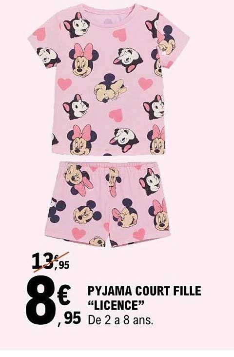 PYJAMA COURT FILLE "LICENCE"