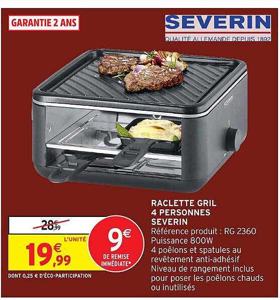RACLETTE GRIL 4 PERSONNES SEVERIN