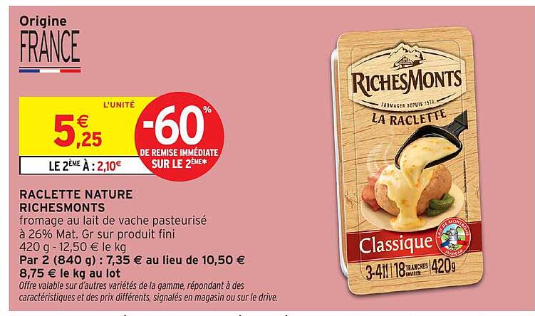 RACLETTE NATURE RICHESMONTS