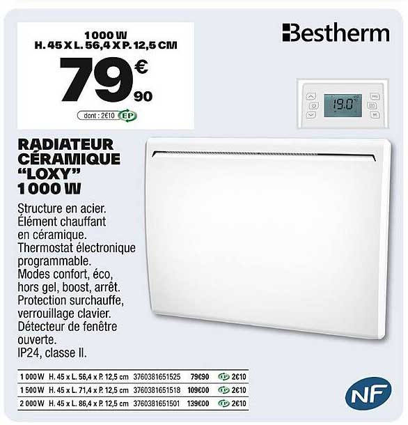 RADIATEUR CÉRAMIQUE “LOXY” 1000 W