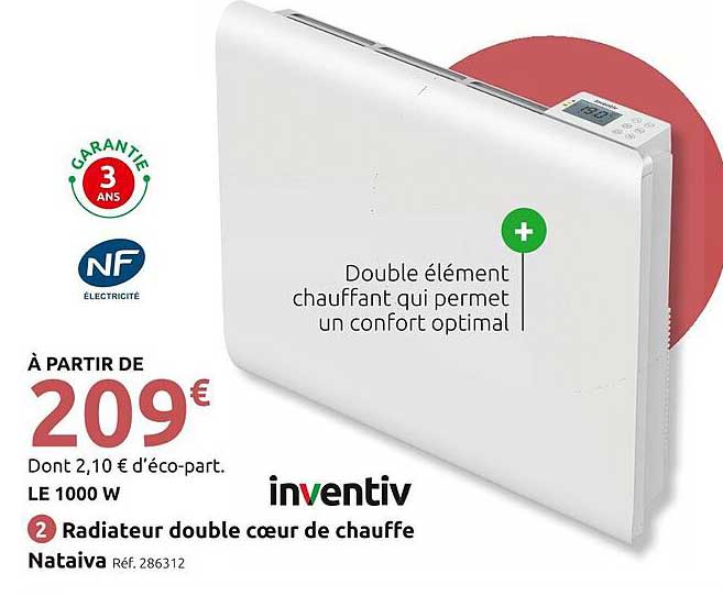 Radiateur double cœur de chauffe Nataïva Réf. 286312