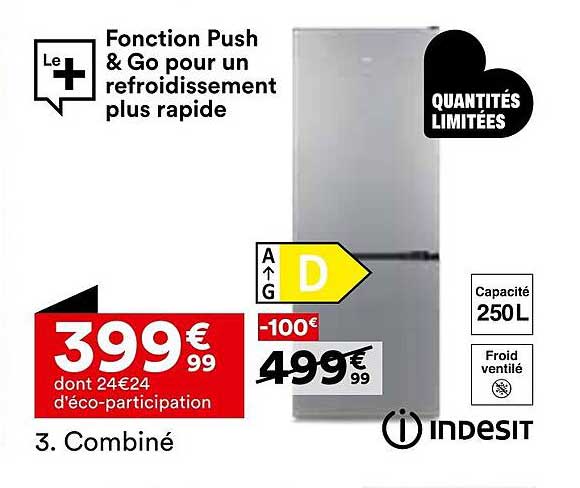Réfrigérateur combiné Indesit à 399,99€