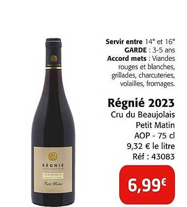Régnié 2023 Cru du Beaujolais Petit Matin AOP - 75 cl