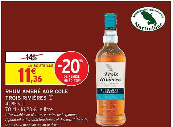 RHUM AMBRÉ AGRICOLE TROIS RIVIÈRES