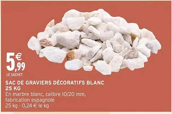 SAC DE GRAVIER DÉCORATIFS BLANC