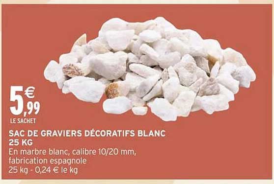 SAC DE GRAVIERS DÉCORATIFS BLANC 25 KG