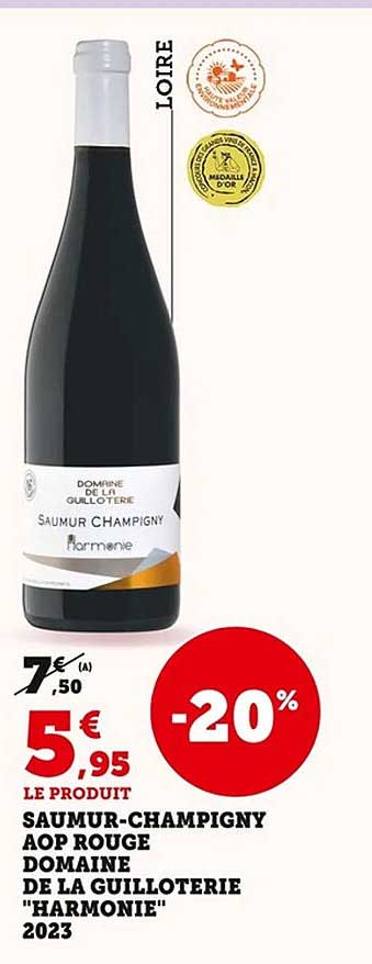 SAUMUR-CHAMPIGNY AOP ROUGE DOMAINE DE LA GUILLOTERIE "HARMONIE" 2023