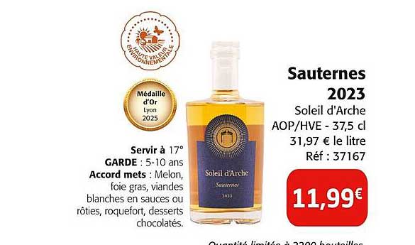Sauternes 2023 Soleil d'Arche