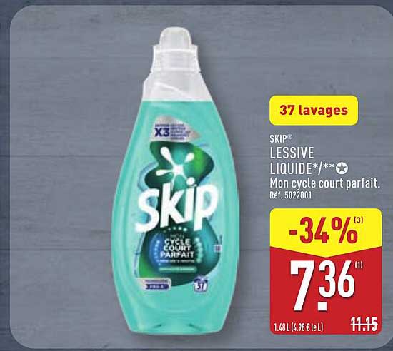 SKIP® LESSIVE LIQUIDE Mon cycle court parfait.