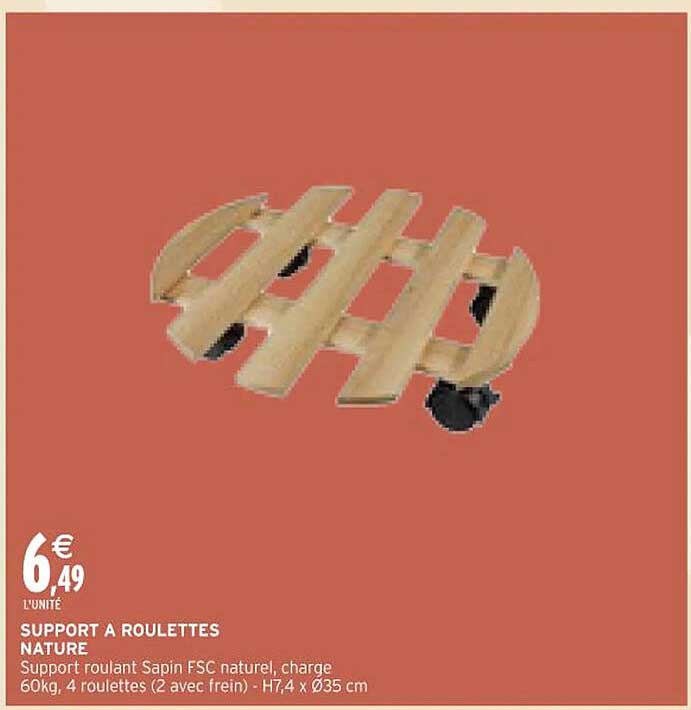 SUPPORT A ROULETTES NATURE