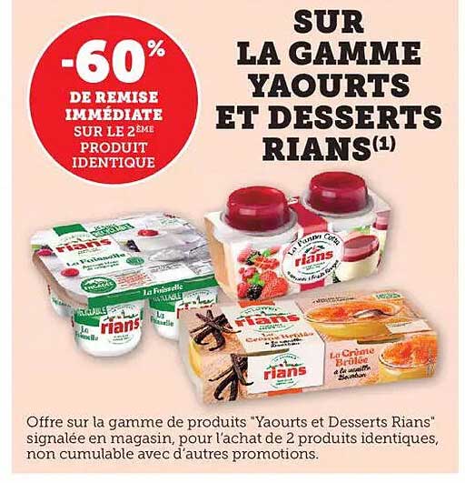 SUR LA GAMME YAOURTS ET DESSERTS RIAN