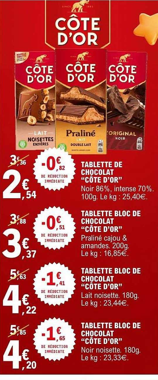 TABLETTE DE CHOCOLAT "CÔTE D'OR"