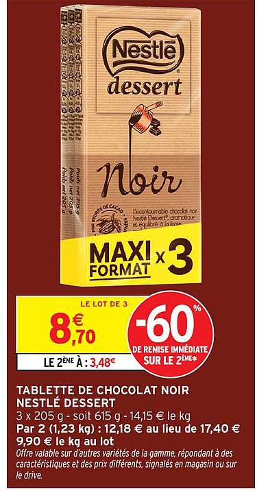 TABLETTE DE CHOCOLAT NOIR NESTLÉ DESSERT
