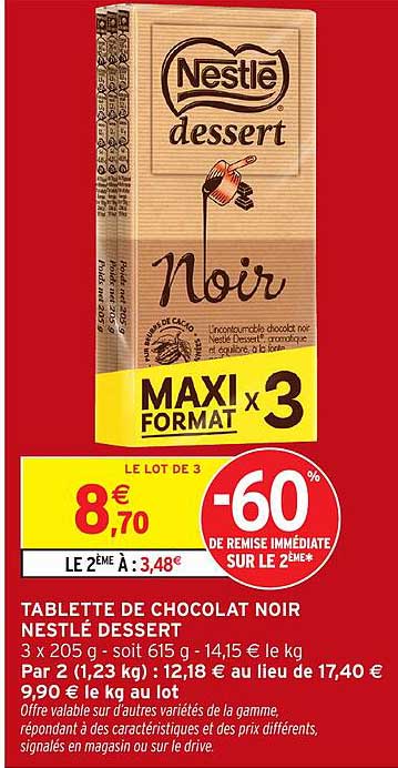 TABLETTE DE CHOCOLAT NOIR NESTLÉ DESSERT