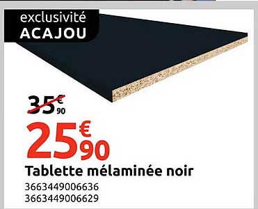 Tablette mélaminée noir