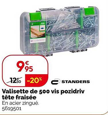 Valisette de 500 vis pozidriv tête fraisée
