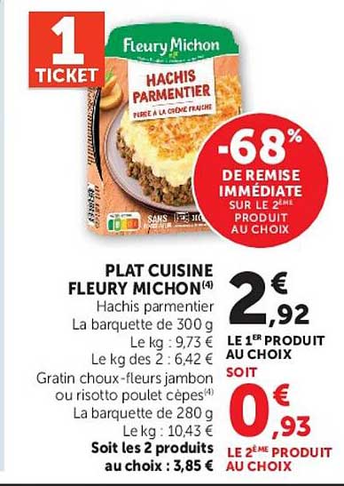 1 TICKET - Fleury Michon Hachis Parmentier